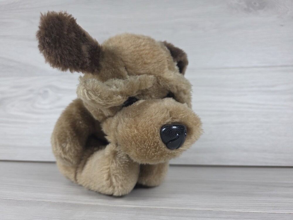 Plush Dog Shar Pei Korea 1980s Raffoler Vtg Brown Soft Retro Droppy SU43